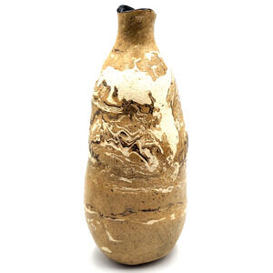 Handcrafted Art Pottery Vase Clay Fabric Paper 12" Amorphic Artworks Signed